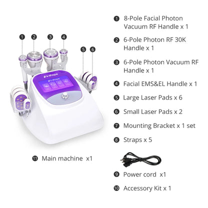 S Shape Machine Ultrasound Vacuum RF Adipose Reduce 30K EL Skin Lifting Machine