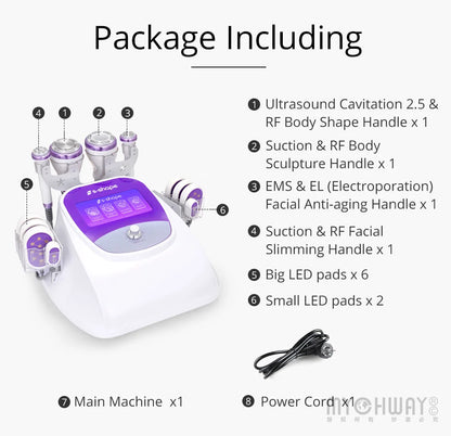 S Shape Machine Ultrasound Vacuum RF Adipose Reduce 30K EL Skin Lifting Machine