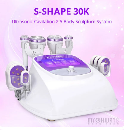S Shape Machine Ultrasound Vacuum RF Adipose Reduce 30K EL Skin Lifting Machine